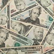 Closeup of multiple dollar bills