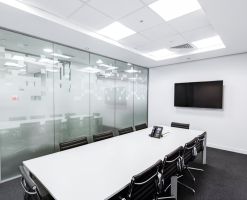 a spacious conference room in an office